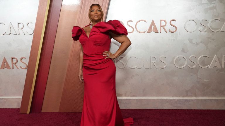 Queen Latifah arrives at the Oscars on Sunday, March 2, 2025, at the Dolby Theatre in Los Angeles. (Photo by Jordan Strauss/Invision/AP)