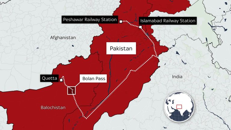 Pociąg został porwany, gdy wszedł do tunelu w Bolan w Pakistanie