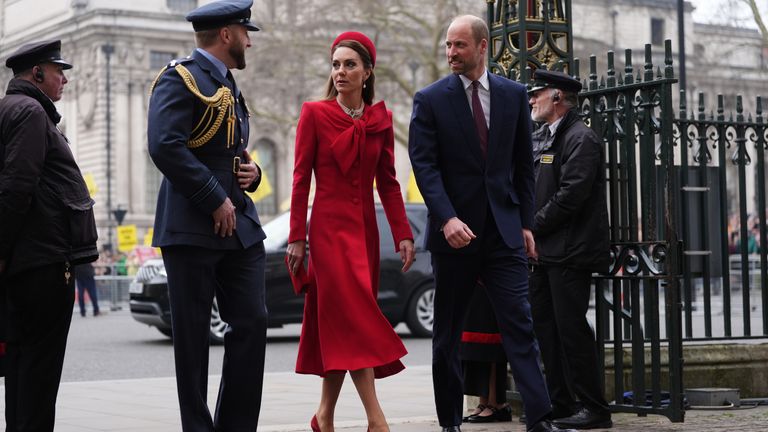 Prince William and Princess Kate at the Commonwealth Day Service of Celebration. Pic: PA