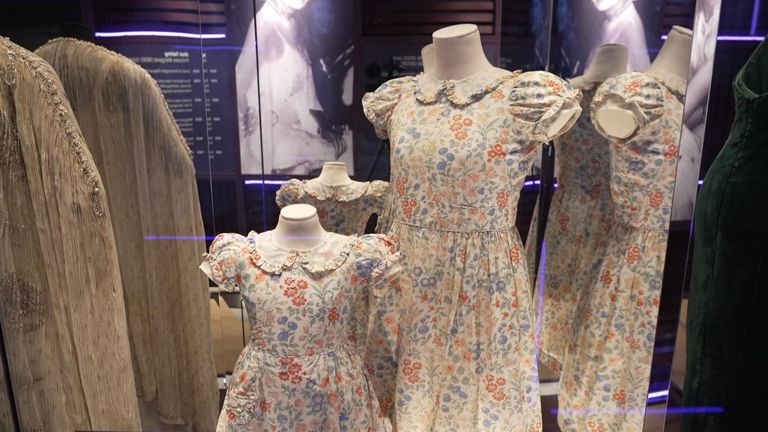 Two Liberty floral cotton dresses worn in 1936 by then Princess Elizabeth and her younger sister, Princess Margaret.