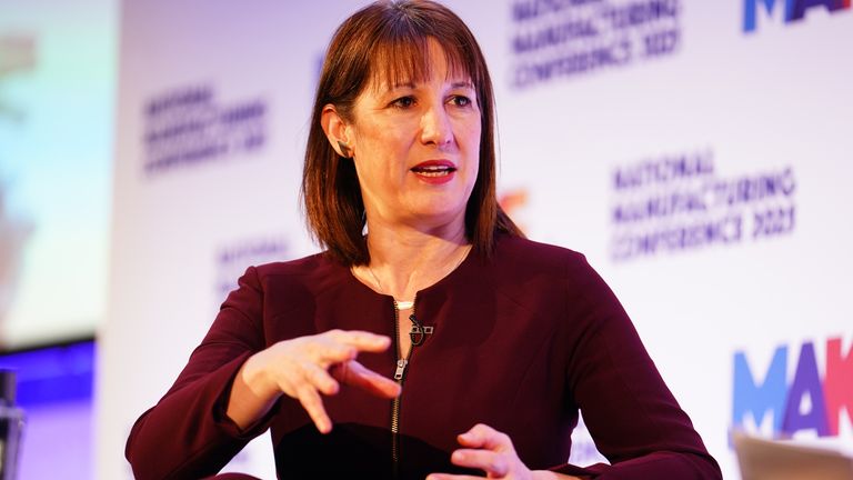 Rachel Reeves attending the Make UK Conference at the QEII Centre.
Pic: PA