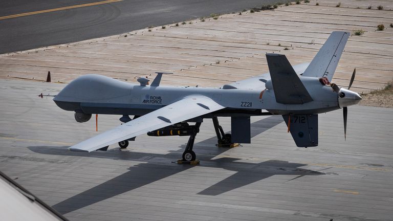 A reaper drone in the Middle East as part of Operation Shader. Pic: Ministry of Defence