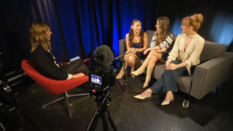 (L-R) Charlotte Steele, Holly-Anne Hull and Lauren Byrne of Remember Monday are this year's UK Eurovision entrant