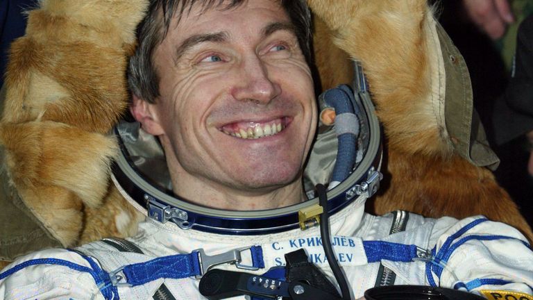 Russian cosmonaut Sergei Krikalev smiles after returning from space in 2005. File pic: Reuters