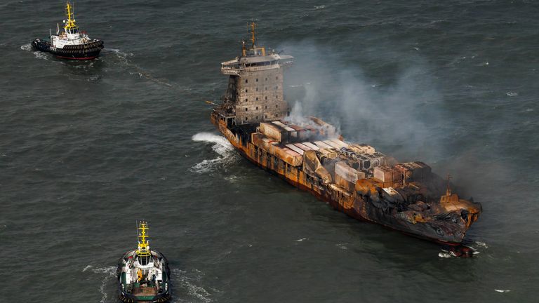 The Solong cargo ship.  Pic: Dan Kitwood/Pool/AP