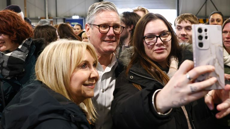 Sir Keir Starmer posing for a selfie