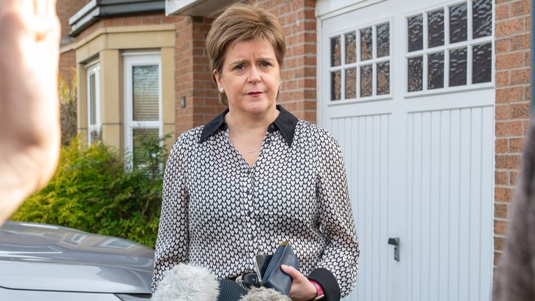 ormer first minister Nicola Sturgeon speaks to the media outside her home near Glasgow. Ms Sturgeon said being cleared in relation to a police probe into the SNP's finances is "the outcome I would always have expected". Picture date: Thursday March 20, 2025.