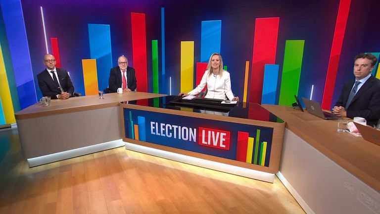 Screengrab from SN Election Live, where Sophy Ridge anchored 13 hours of coverage following Labour's landslide victory at the general election  