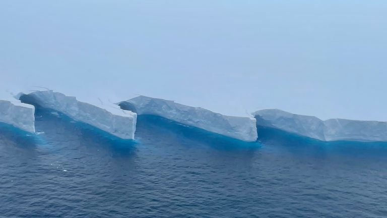 SN stills of world's biggest iceberg codenamed A23a visited by Tom Clarke, around 50 miles off the small island of South Georgia. No credit needed