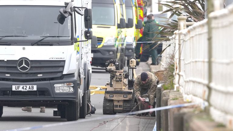 Emergency services at the scene on the A259 Marina
Pic: PA