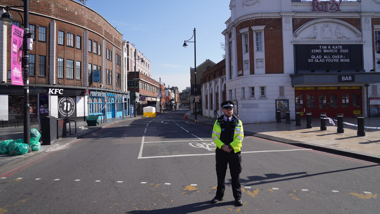 The scene in Brixton Road, Brixton.  Pic: PA