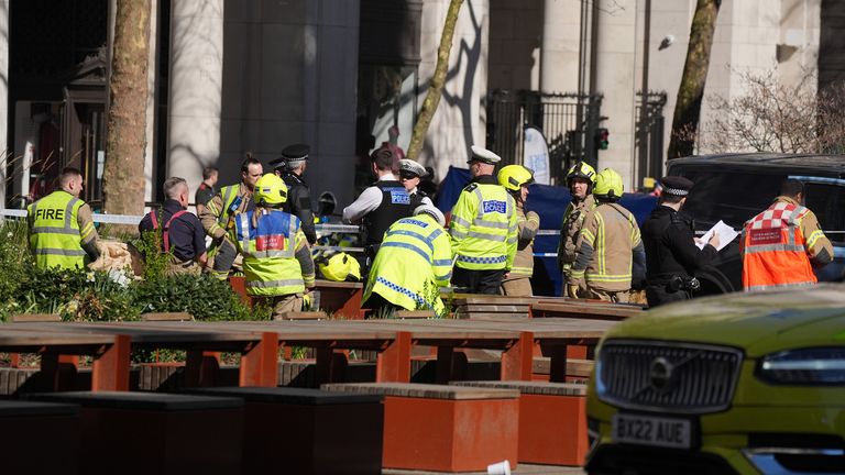 Emergency crews at the scene of the collision. Pic: PA