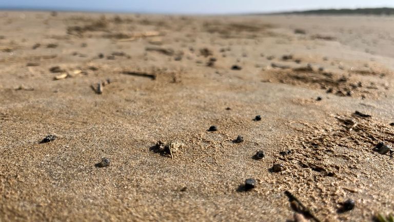 Nurdles on the beach in Norfolk