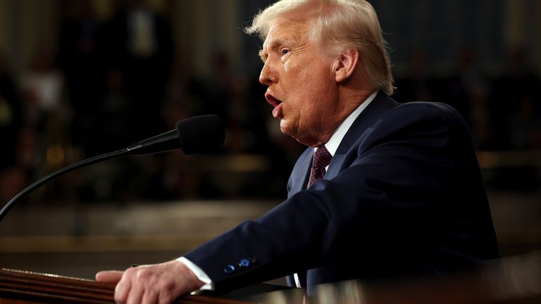 President Donald Trump treats a joint session of the congress. Pic: AP