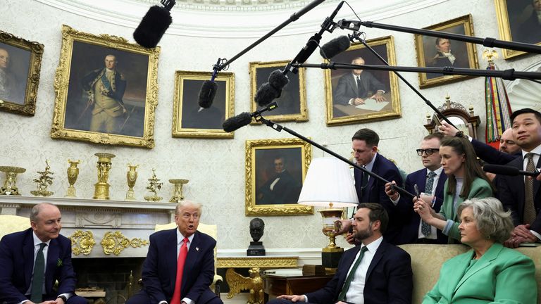 Donald Trump with Irish Taoiseach Micheal Martin. Pic: Reuters