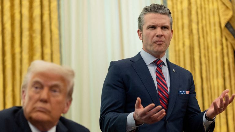 Donald Trump and Pete Hegseth in the White House. Pic: Reuters