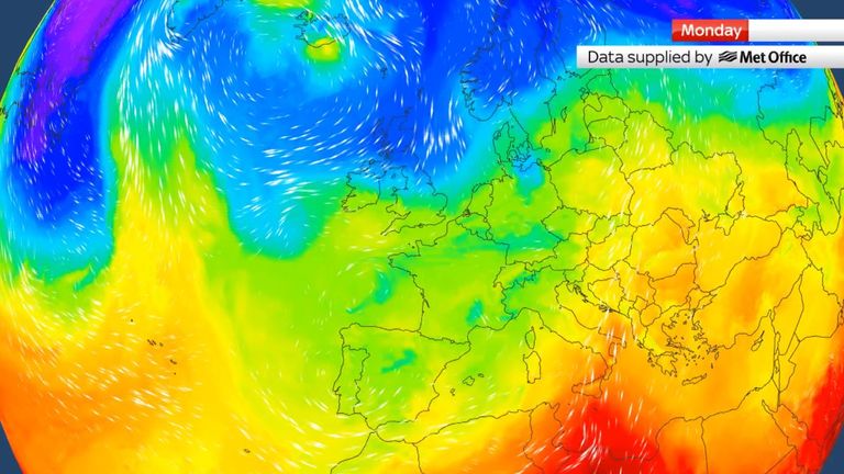 Colder fronts will start to move across the UK on Monday