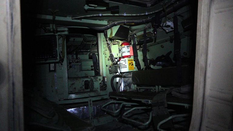 Inside a US-supplied Bradley vehicle