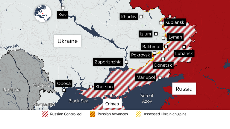 A map shows how much of Ukraine Russia controls