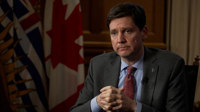 British Columbia premier David Eby speaking to Sky News.