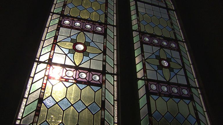 Stained glass inside Merthyr's Hope Church