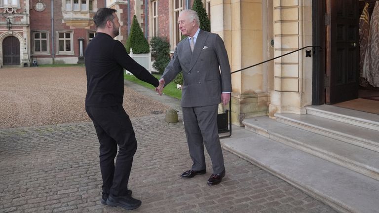 King Charles III meeting Ukrainian President Volodymyr Zelenskyy at the Sandringham Estate in Norfolk. Picture date: Sunday March 2, 2025. Joe Giddens/PA Wire