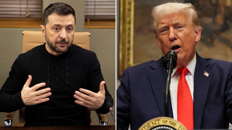 Volodymyr Zelenskyy and Donald Trump. Pics: AP