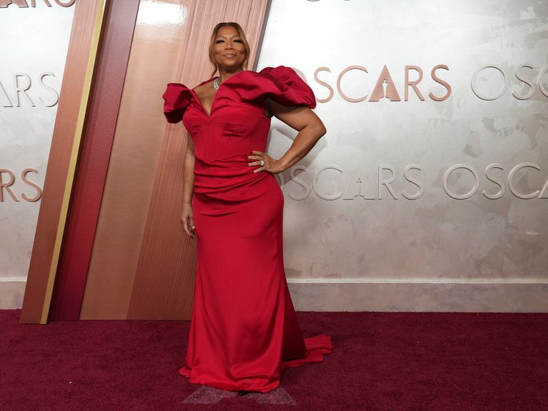 Queen Latifah arrives at the Oscars on Sunday, March 2, 2025, at the Dolby Theatre in Los Angeles. (Photo by Jordan Strauss/Invision/AP)