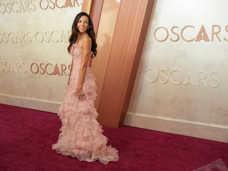 Terri Seymour arrives at the Oscars on Sunday, March 2, 2025, at the Dolby Theatre in Los Angeles. (AP Photo/Jae C. Hong)