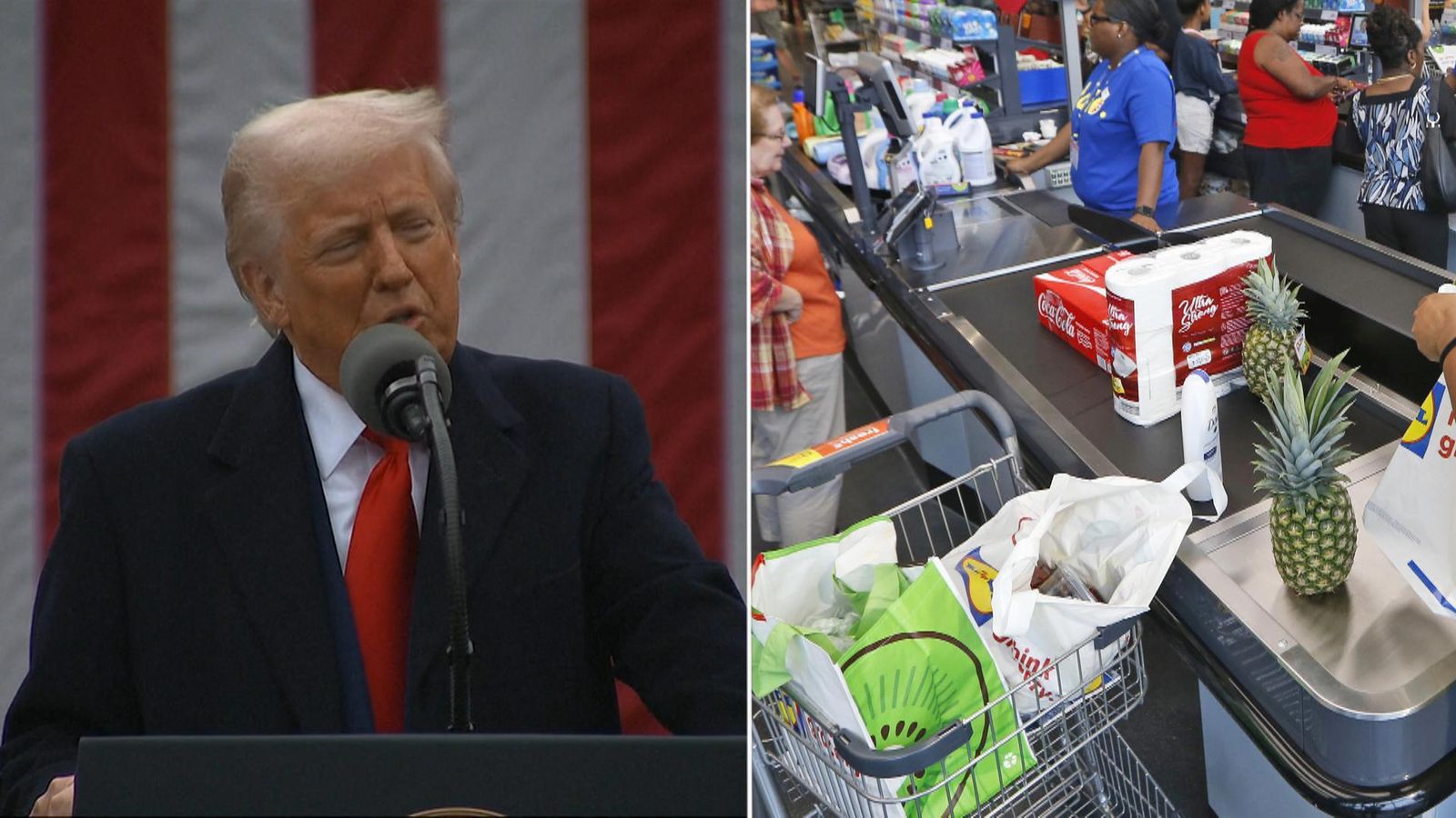 US President Donald Trump defines the word 'groceries' and says it's a