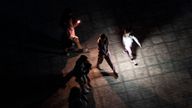The streets in Spain were plunged into darkness during the blackout.
Pic: AP/Europa Press