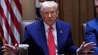 Donald Trump holding a cabinet meeting at the White House on 10 April 2025. Pic: Reuters