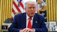 Donald Trump speaks in the Oval Office. Pic: Reuters