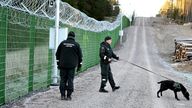 Finnish border guards at the Russia-Finland border in 2023. Pic: Reuters/Lehtikuva/Jussi Nukari
