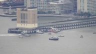 A live shot of the Hudson River
