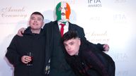 File photo dated 14/02/25 of (left to right) members of Kneecap, Liam Og O Hannaigh (Mo Chara), JJ O'Dochartaigh (aDJ Provai) and Naoise O Caireallain (Moglai Bap) attending the Irish Film and Television Academy (IFTA) Awards Ceremony at the Dublin Royal Convention Centre. Conservative leader Kemi Badenoch has demanded the prosecution of rap trio Kneecap for allegedly calling for the death of Tory MPs. Video emerged of the group at a November 2023 gig appearing to show one member saying: "The on