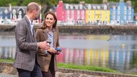 The Prince and Princess of Wales, known as the Duke and Duchess of Rothesay when in Scotland, touring an artisan market to meet some of the islands makers and creators, in the town of Tobermory on the Isle of Mull. Picture date: Tuesday April 29, 2025. PA Photo. See PA story ROYAL Mull. Photo credit should read: Aaron Chown/PA Wire  ...