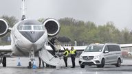 McIlroy  steps off private jet at George Best Belfast City Airport. Pic: Pic: Kevin Scott/Belfast Telegraph