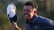 Rory McIlroy celebrates after winning The Masters. Pic: Reuters