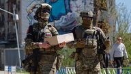 Russian armed forces in Russian-controlled Donetsk in eastern Ukraine. Pic: Reuters