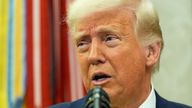 President Donald Trump speaks with reporters during a swearing in ceremony for Dr. Mehmet Oz to be Administrator of the Centers for Medicare and Medicaid Services, in the Oval Office of the White House, Friday, April 18, 2025, in Washington. (AP Photo/Alex Brandon)