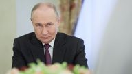 Russian President Vladimir Putin attends a meeting in Moscow on 22 April. Pic: Reuters