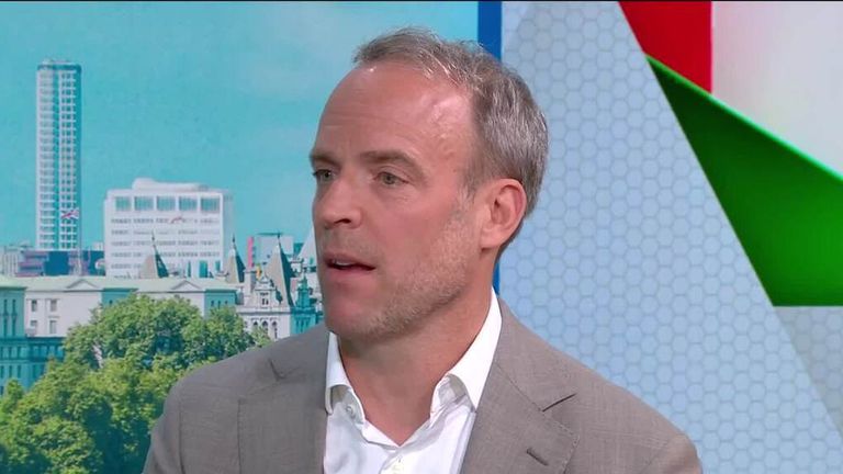Former foreign secretary Dominic Raab speaks to Sky's Sophy Ridge 