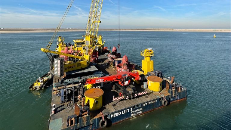 Undated handout photo issued by TMC Marine of a HEBO LIFT 2, which will be used in the recovery operation to retrieve Tech tycoon Mike Lynch's sunken superyacht Bayesian.
Pic:TMC Marine/PA