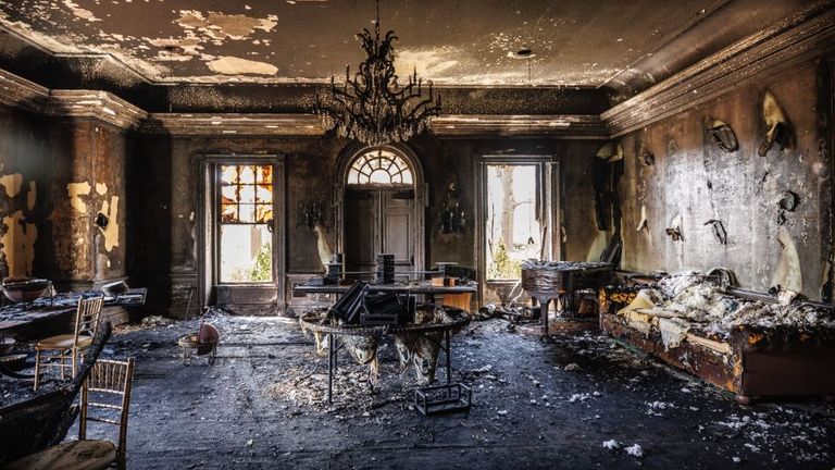 The governor's residence after the fire. Pic: Commonwealth Media Services