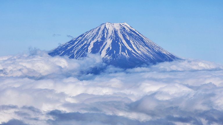 Mount Fuji pictured on 24 April. Pic: AP