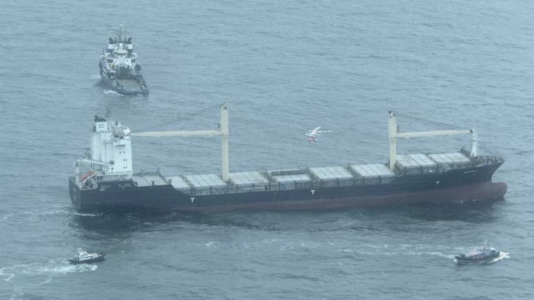 After the fire, an emergency response is underway. Photo: Dutch Coast Guard