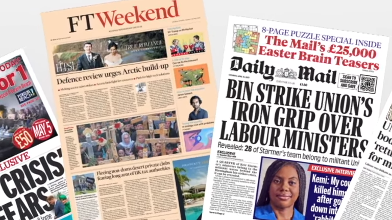 Monday's national newspaper front pages | UK News | Sky News