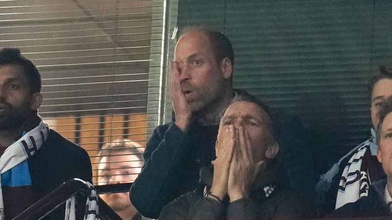 Prince William during the quarter-final tie.
Pic: PA
