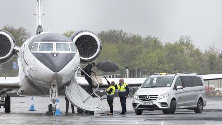 McIlroy  steps off private jet at George Best Belfast City Airport. Pic: Pic: Kevin Scott/Belfast Telegraph